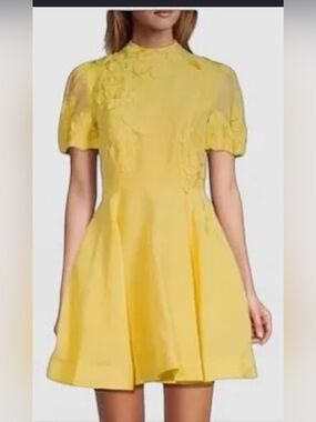 Yellow Antonio melani Iris Short Sleeve Fit-and-Flare Dress